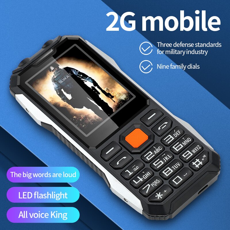 2.4&quot; Dual Sim Shockproof Cellphones SOS MP3 video player camera recorder alarm GSM featured mobile phones Russian Keyboard