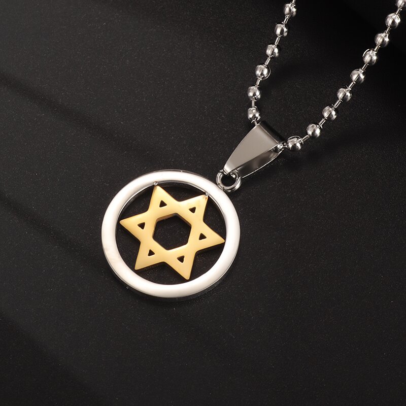 Collar de pentagrama de brujería de acero inoxidable para hombre, colgante de Tetragrammaton judío y hebreo, amuleto de solmón, joyería: Chapado en platino