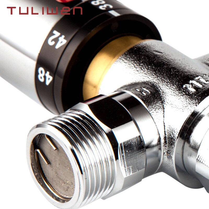 Solid Copper 3-Way Thermostatic Mixing Valve 3/4 Inch Solar Water Heater Valve Regulating Temperature Control Valve