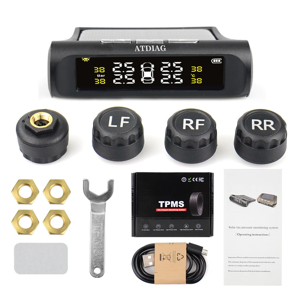 Car Tire Pressure Sensor Tool Bluetooth 4.0 5.0 With Android iOS BLE TPMS Universal External Alarm Tire Pressure Sensors: car tpms