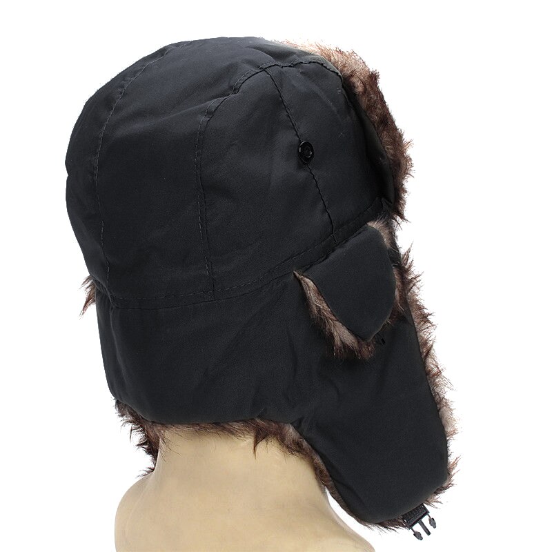 ¡OFERTA de invierno! Gorro de esquí ruso cálido con orejeras de trampero de soldado, sombrero de piel Ushanka hh88