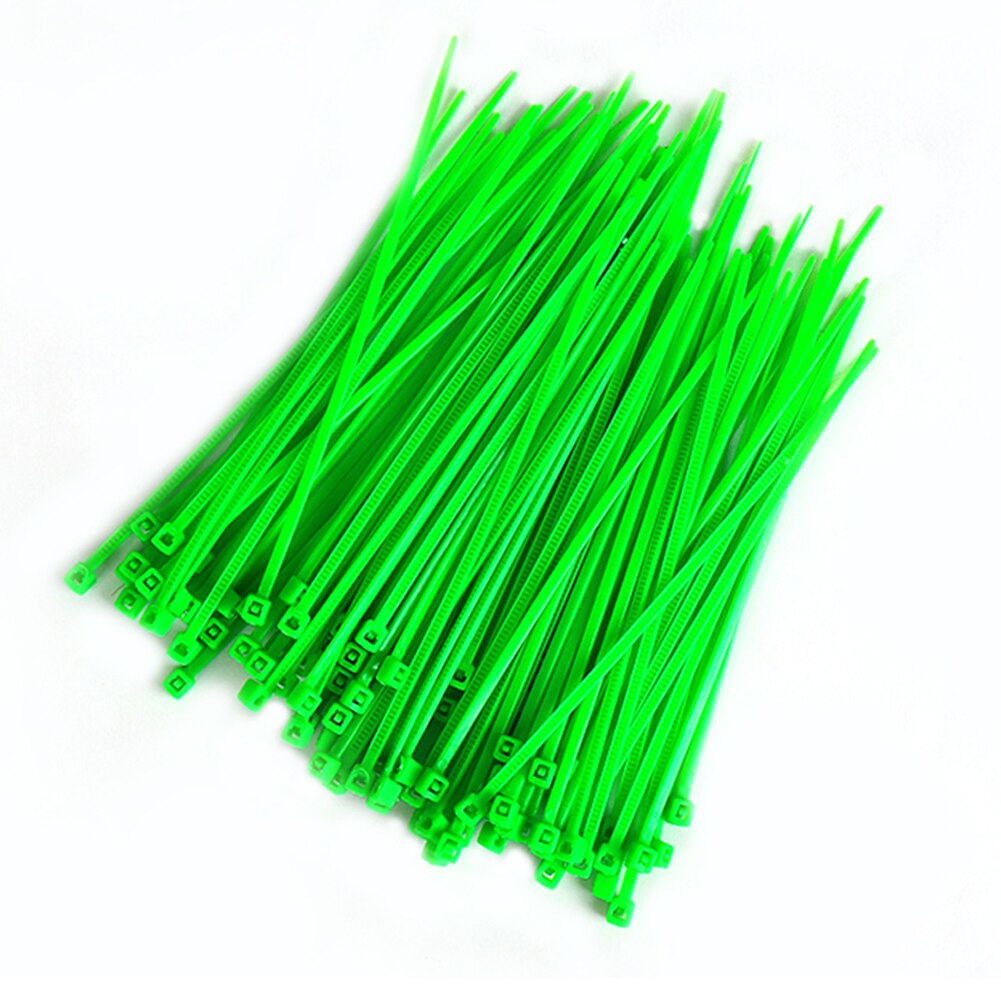 100pcs Outdoor Self Locking Plant Wall Home Portable Office Cable Ties Green Fasten Wrap Plastic UV Resistant Pipe Decoration