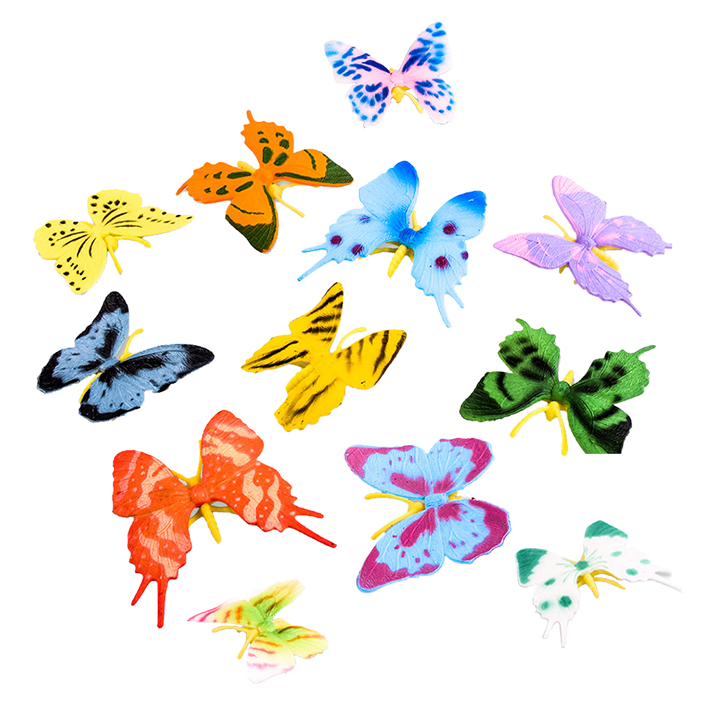 Veel 12 Levensechte Plastic Miniatuur Vlinder Karakter Cijfers Speelgoed Voor Kinderen