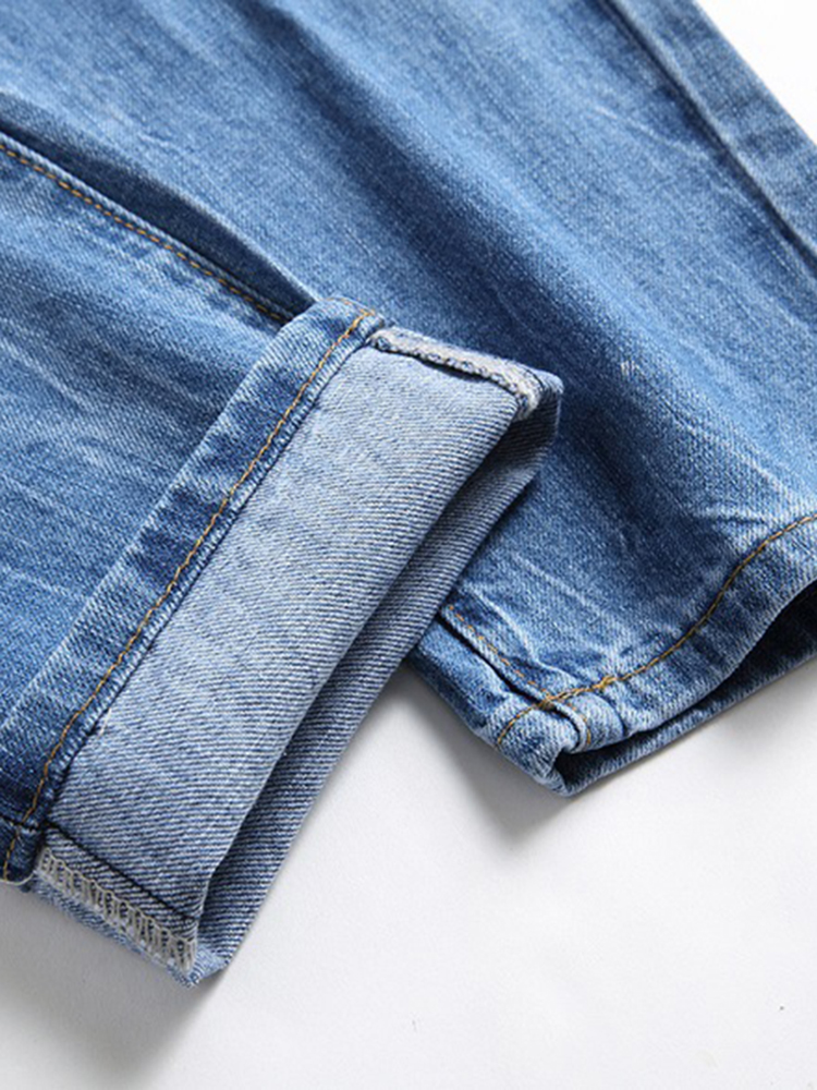 Jean déchiré grande taille pour hommes, patch de genou troué, masculine, personnalité, pantalon tendance, 2022