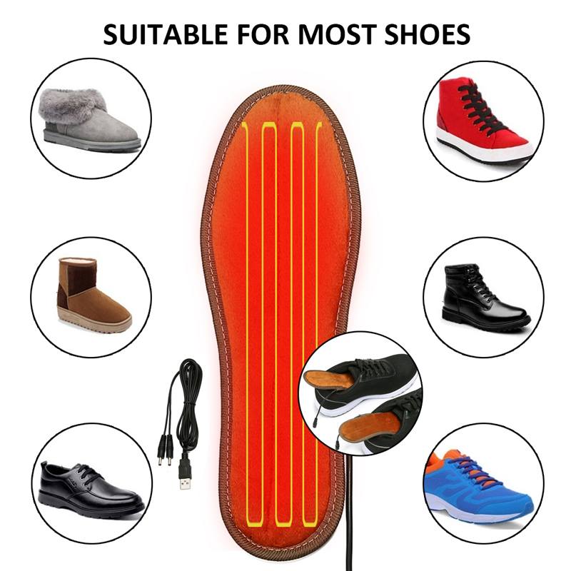 1 par 5v 8w usb opvarmede sko indlægssåler fod opvarmning pad elektrisk opvarmede sko indersål varme sokker fodvarmer usb vinter varmere 36-45