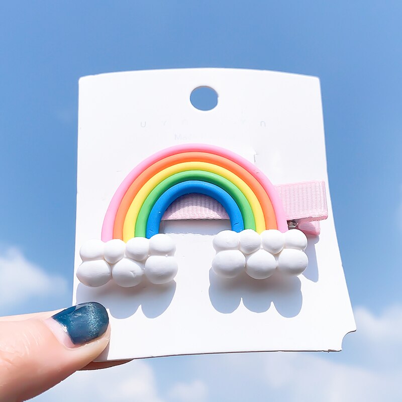 [Xwen]Korean Candy Color Edge Clip Rainbow Hairwear Lollipop Bangs Cute Girl Kids Hairpin Simple Hair Accessories OH1337: 13
