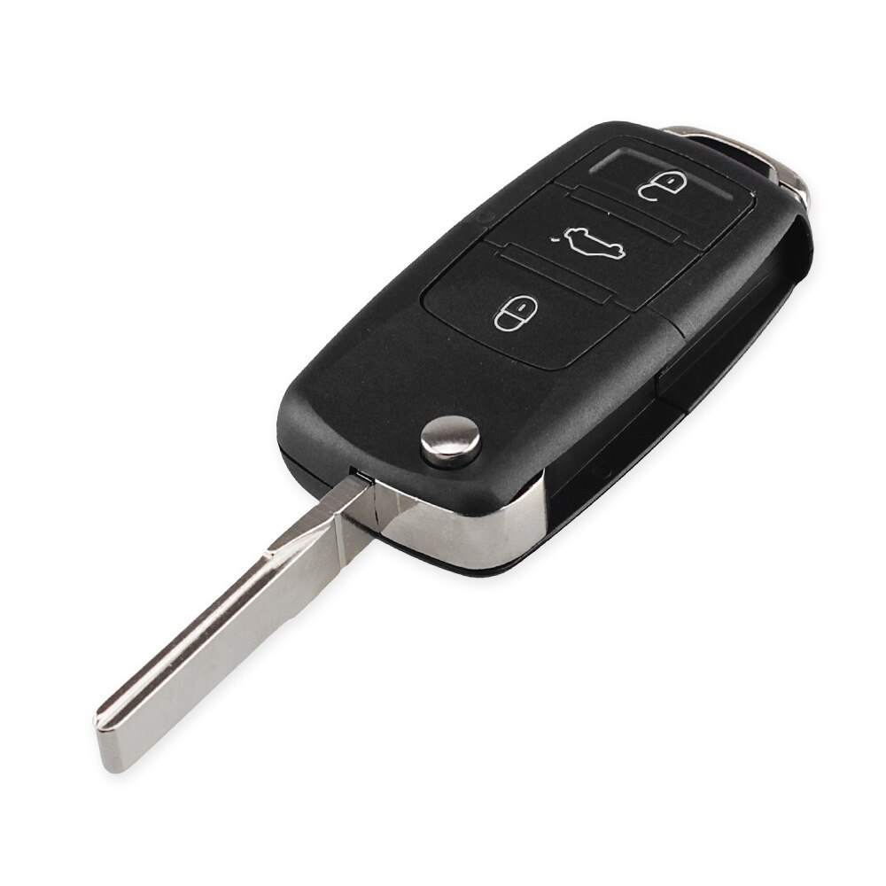 Keyyou flip hopfällbar bilnyckelskal för volkswagen vw jetta golf passat  b5 b6 beetle polo bora caddy  mk5 skoda 3 knappars fjärrkontroll: Modell 3
