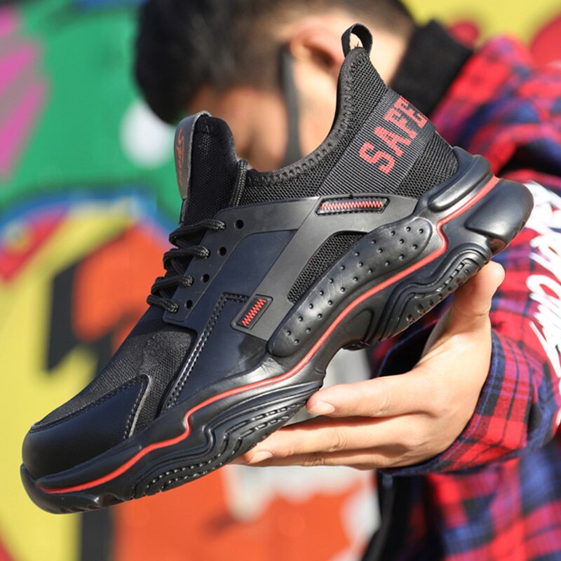 Zapatos de seguridad transpirables para hombre, botas de trabajo indestructibles, con punta de acero, a prueba de perforaciones