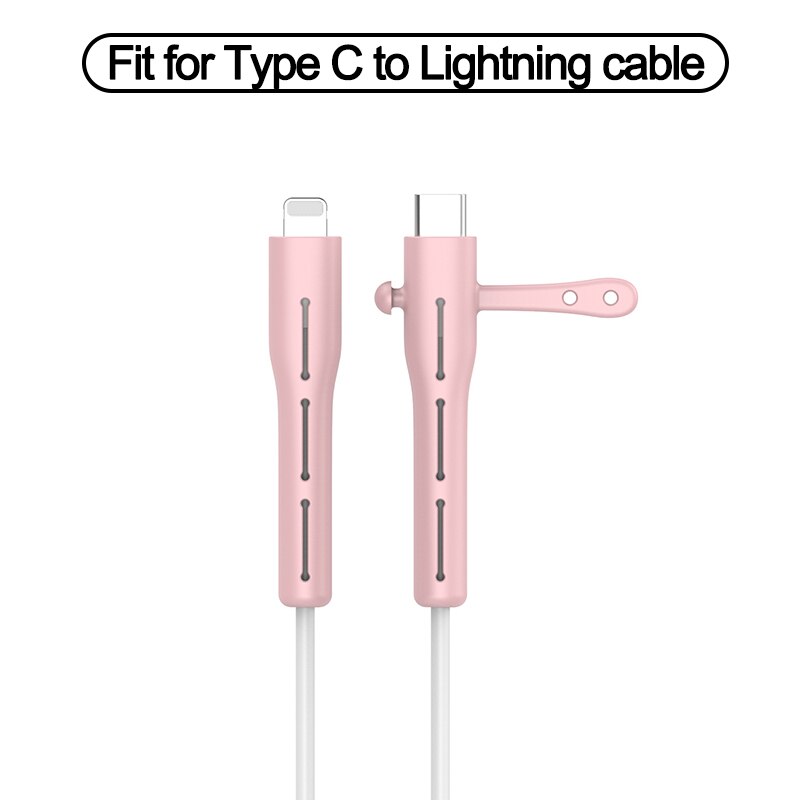 Kabel ładujący Protector do słuchawek iPhone uchwyt do kabli danych opaski do kabli winder Clip ładowarka przewód do zarządzania kablami organizer: TC to L-Pink