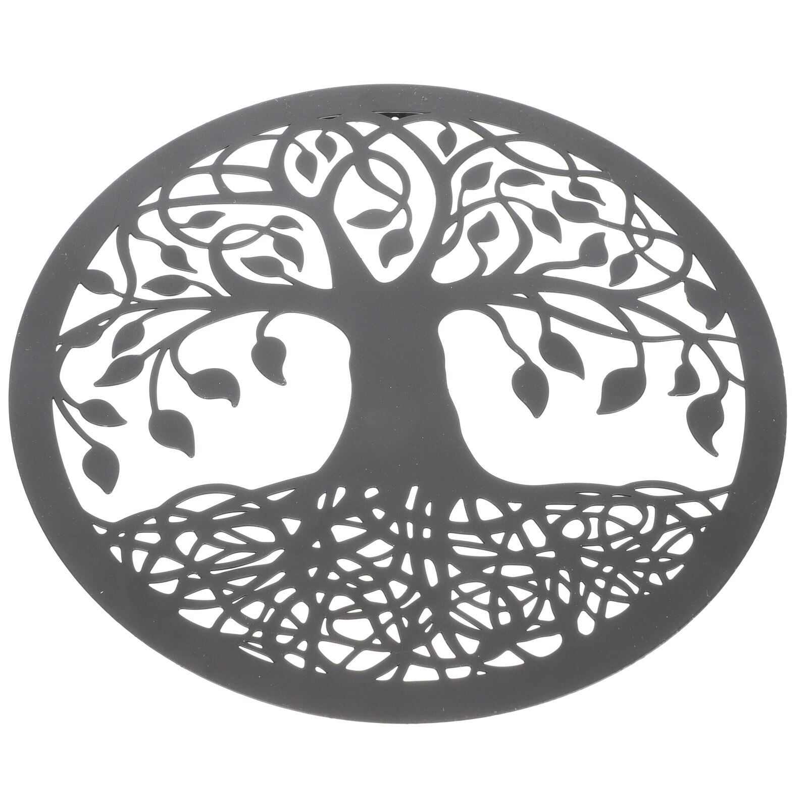 Outdoor Garden Wall Decor Circular Wall Ornament Plant Silhouette Wall Art Craft: Black