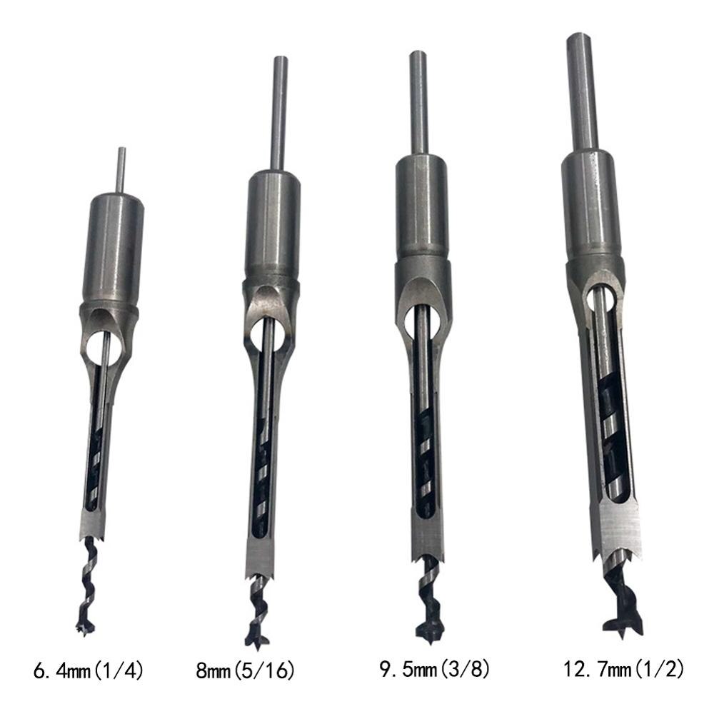 1pc HSS Square Hole Saw Mortise Chisel Wood Drill Bit with Twist Drill: 8mm
