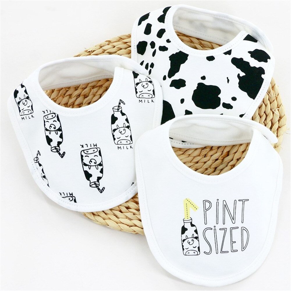 ZAFILLE 3Pcs Pure Cotton Baby Bibs Cartoon Print Baby Boy Stuff Feeding Apron Soft Baby Stuff For Newborn Burp Cloths: 1