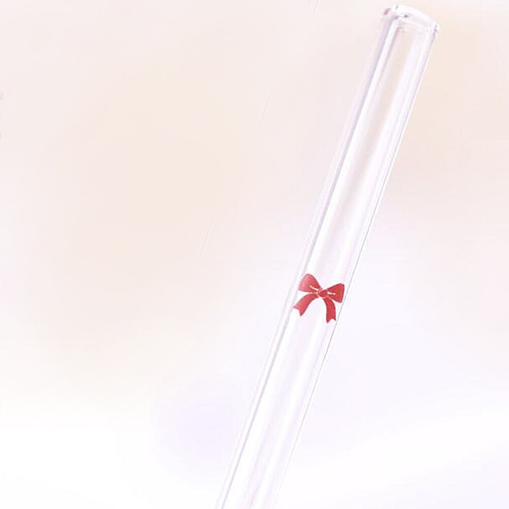 Glass Water Drinking Straws for Birthday Party Reusable Heat Resistant Environmental Printed Drink Straw Kitchen Bar Accessories: light red