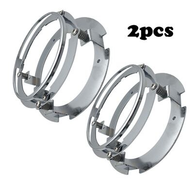Kit de soporte de faro delantero para motocicleta, soportes de montaje de anillo para faros LED de 3/4 pulgadas, color negro/cromo, 5, 5,75 y 5,75 pulgadas, 1 unidad: 2pcs chrome