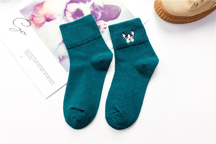 Color Thick And Warm Casual Socks Cartoon Animal Dog Socks Autumn And Winter Socks Womens Girls Woman Sox 1 Pair Kawaii Socks: C4