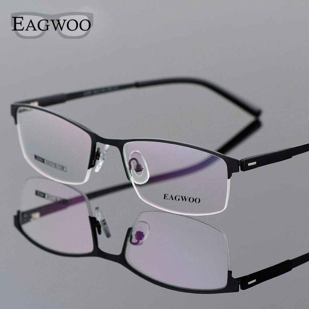 EAGWOO Business Eyeglasses Frame Half Rim Optical Glasses Men Eyewear Gold Frame Glasses for Myopia Reading Spring Temple 2299