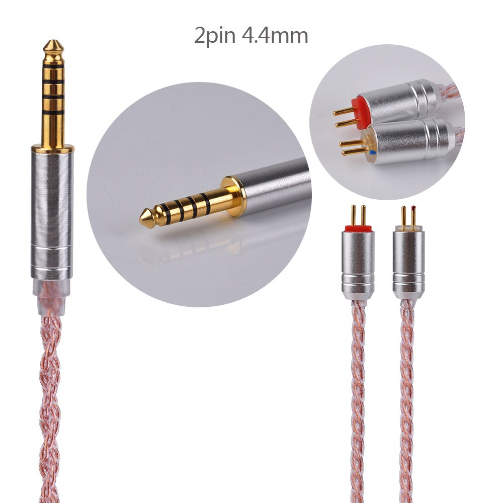 Cable de cobre rosa de 6 núcleos Yinyoo 2,5/3,5/4,4mm Cable equilibrado con conector MMCX/2PIN para HQ6 QT2 ZS10 ZST PRO BLON BL05