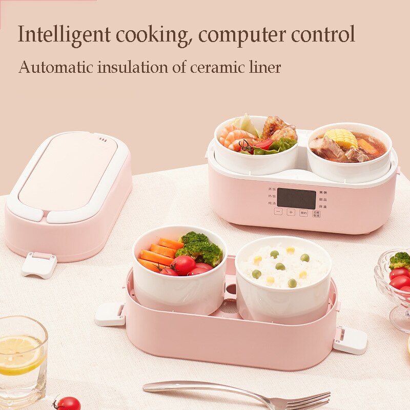 Electric Heated Lunch Box Mini Rice Cooker Portable Heating Cooking Pot Multifunction Bento Box Food Warmer Portable Boxes
