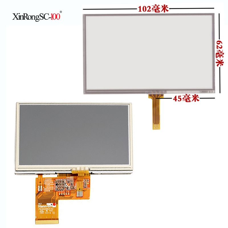 4.3 inch Resistive Lcd Touch Screen 102mm * 62mm AT043TN24 V.4 V.1 V.7 AT043TN25 V2 32000579- 04 Digitizer GPS navigator