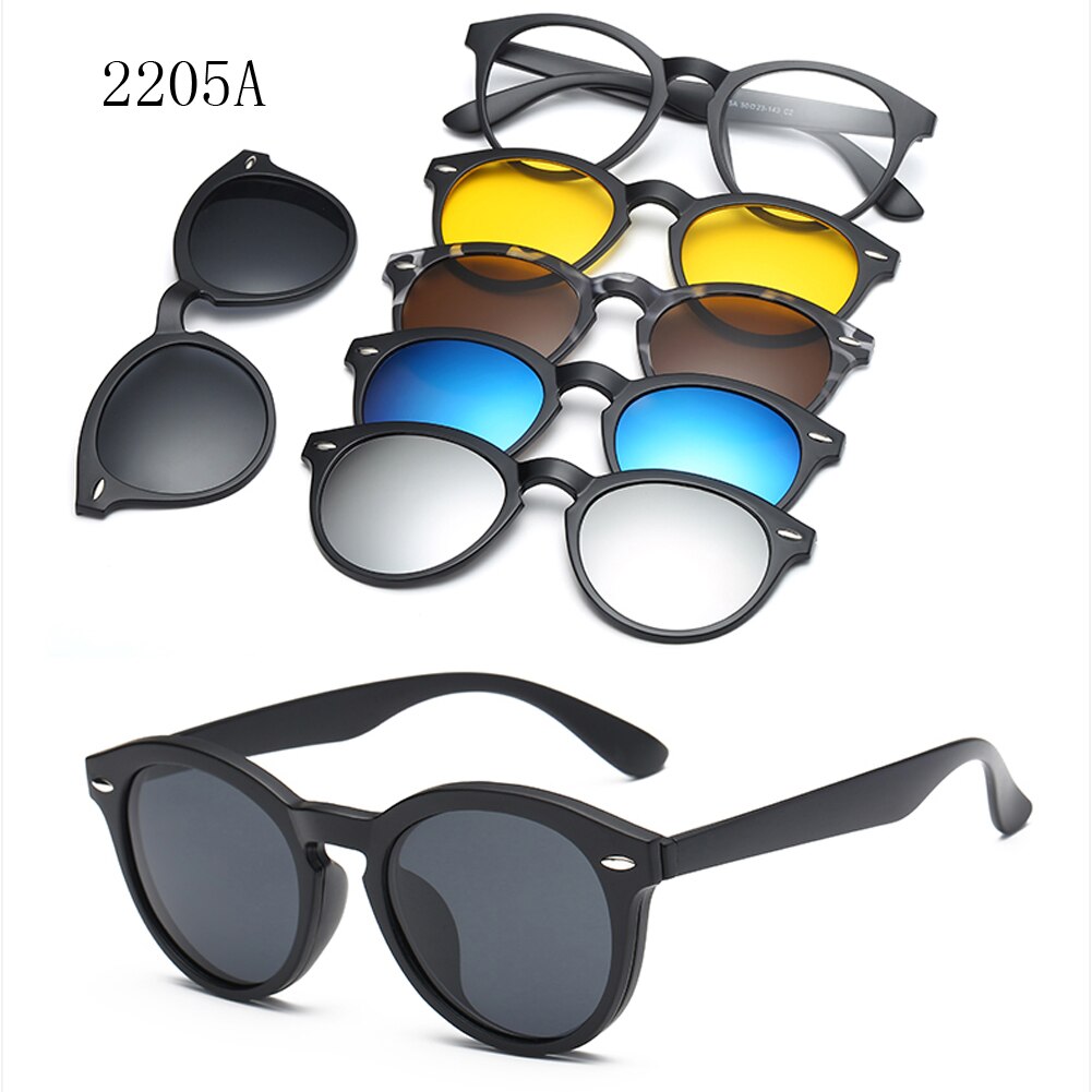 RUISIMO 5 lenes Magnet Sonnenbrille Clip Gespiegelt Clip auf Sonnenbrille clip auf gläser Männer Polarisierte Nach Rezept Myopie: CT2205A