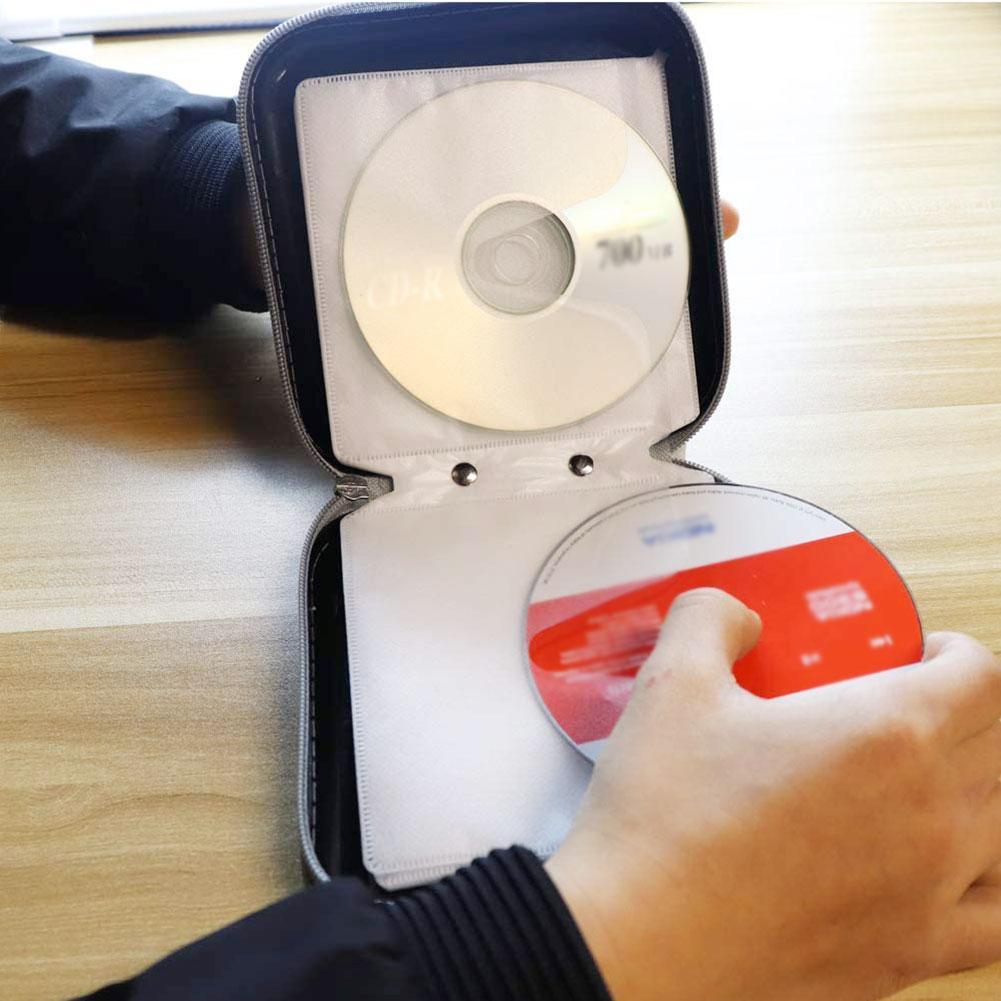 Portátil 40 Uds capacidad de disco CD DVD tamaño monedero bolsa de almacenamiento con manga duro álbum cremallera titular caja de CD caja cuadrada organizador J2X2