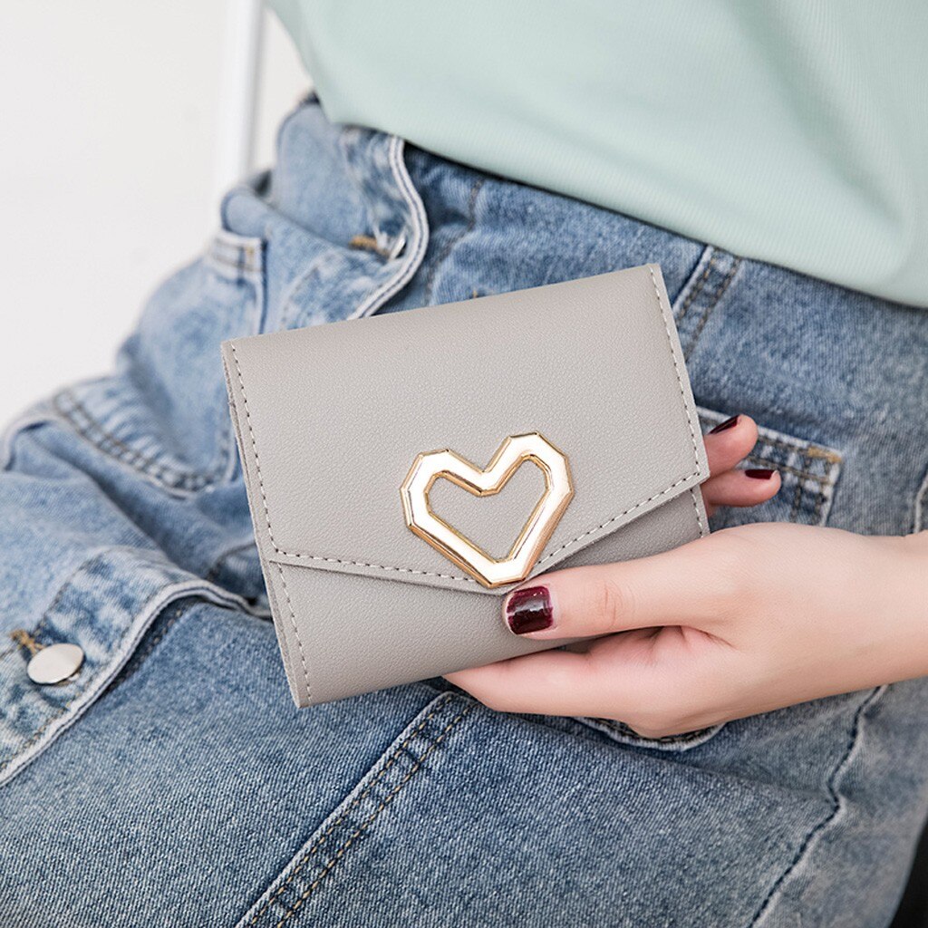 Monedero pequeño de cuero con cremallera y hebilla para mujer, cartera pequeña de cuero con cremallera, monedero de viaje, tarjetero,: Gris