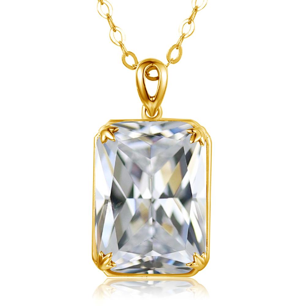 Szjinao Silver Pendant For Women 14K Gold Color Genuine 925 Sterling Silver Rectangle Gemstones Trendy Jewelry Handmade