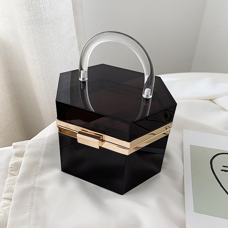 Acryl Transparante Zak Doos Stijl Portemonnees En Handtassen Voor Vrouwen Party Clutch Avondtasje Eenvoudige Vrouwelijke Trend Tas