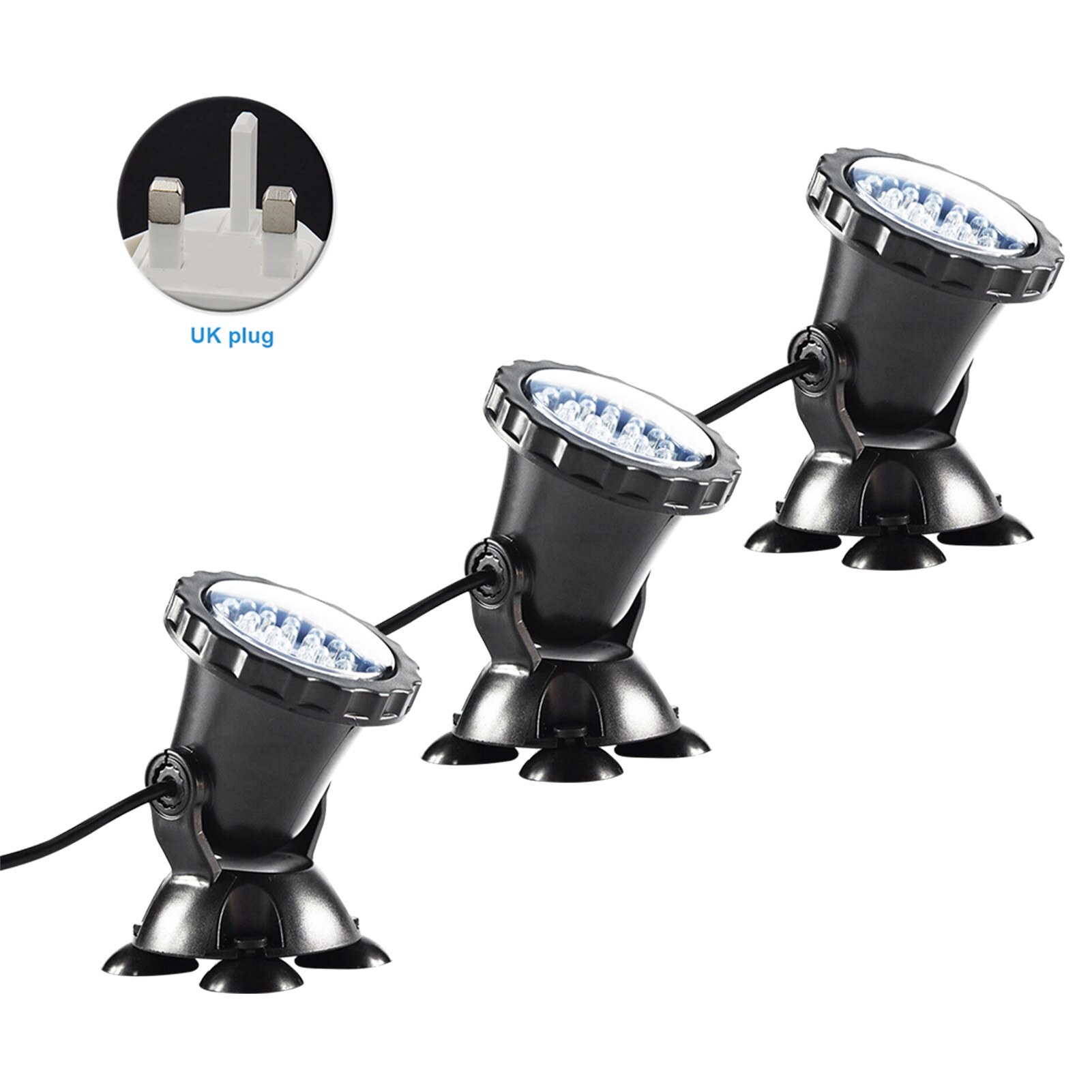 Pond Pool Waterfall Landscape Suction Cups Remote Control RGB Submersible Spotlight Waterproof IP68 Color Changing Lawn Light: 3 / UK