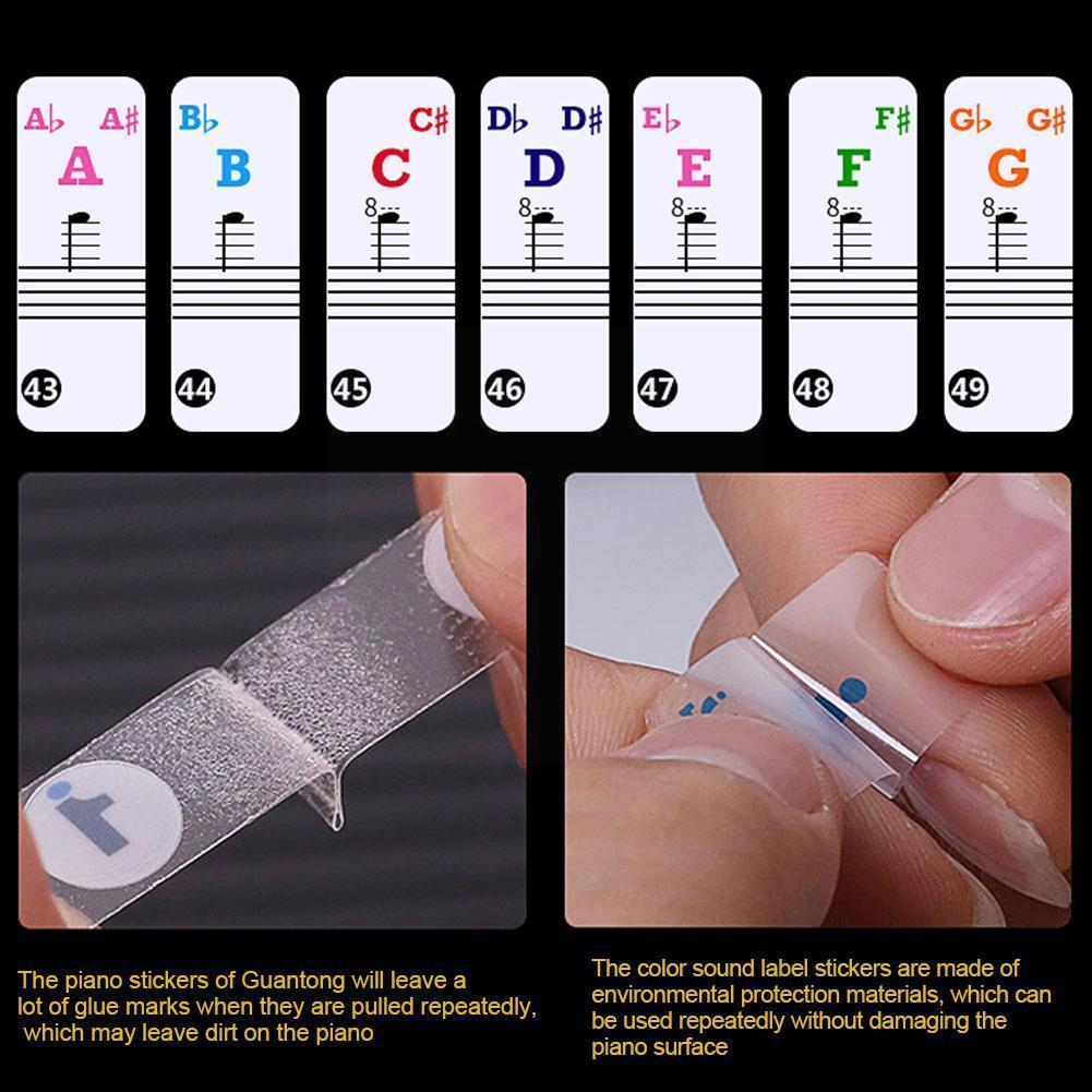 88/61/54/49 Key Color Piano Letter Notes Stickers Keyboard Stave Note Stickers Sticker Electronic Piano Key K9J5