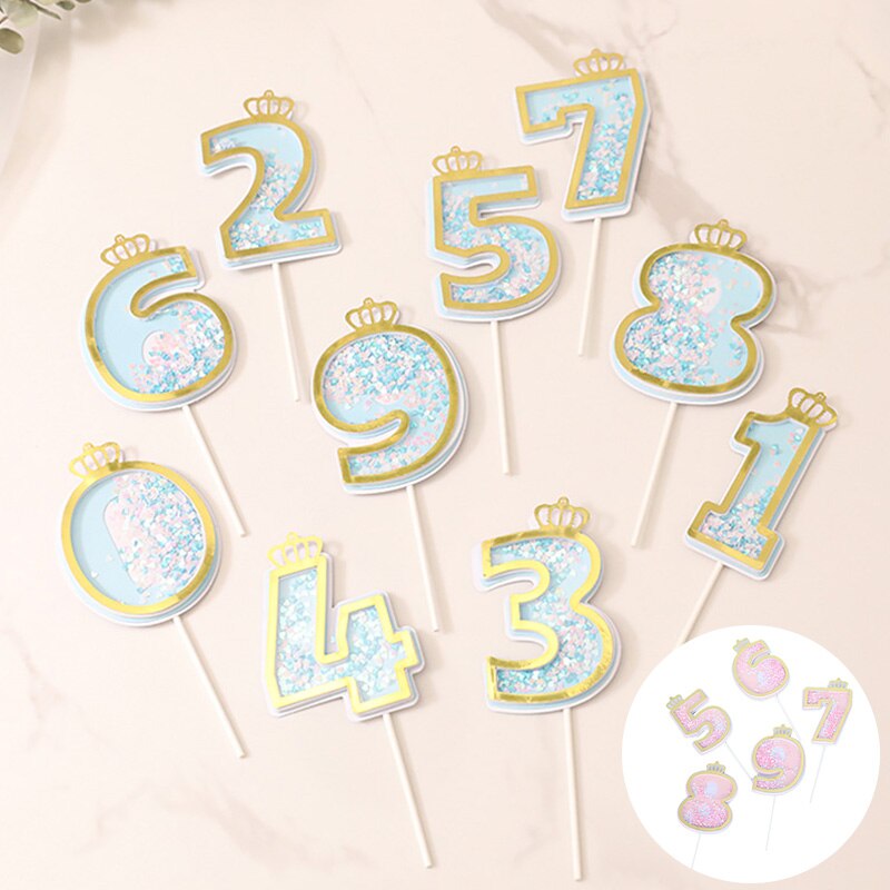 Glitter Cake Decoration Insert Sequins Paper Cake Toppers Happy Birthday Baby Shower Wedding Anniversary Party Cupcake Decor