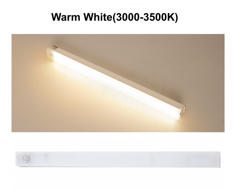 USB Oplaadbare PIR Bewegingssensor LED Barverlichting Dimbare Detector Nachtlampje Draagbare Inductie Kastlamp voor Keuken Kamer: Rood / Warm White