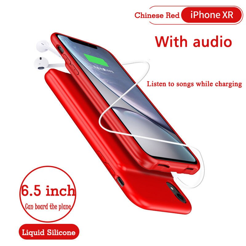 Senza fili Batteria di Caso Del Caricabatteria per iPhone 678 xs11proPlus Veloce di Ricarica CasePortable Più Grande Banca di Potere di Capacità clip Posteriore 5000mah: Chinese-rosso