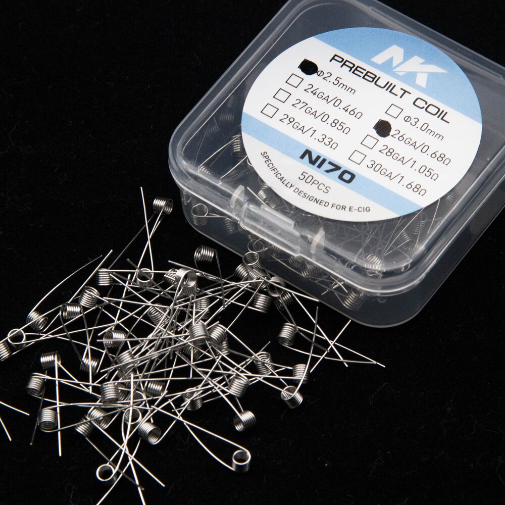 50 Pcs Gereinigd Coils Premade Nk A1 Ni80 Ni70 Awg 20 22 24 26 28 30 Voor Rda Rta rba Rebuilder Prebuilt Coils: Ni70 26G 0.46 ohm