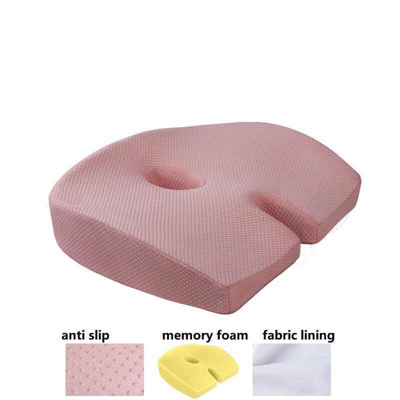 Cojín de ciática para asiento de coche, almohadilla ortopédica antideslizante para sentarse, alivio del dolor de hueso trasero, espuma hueca, cojín para elevar: grey foam