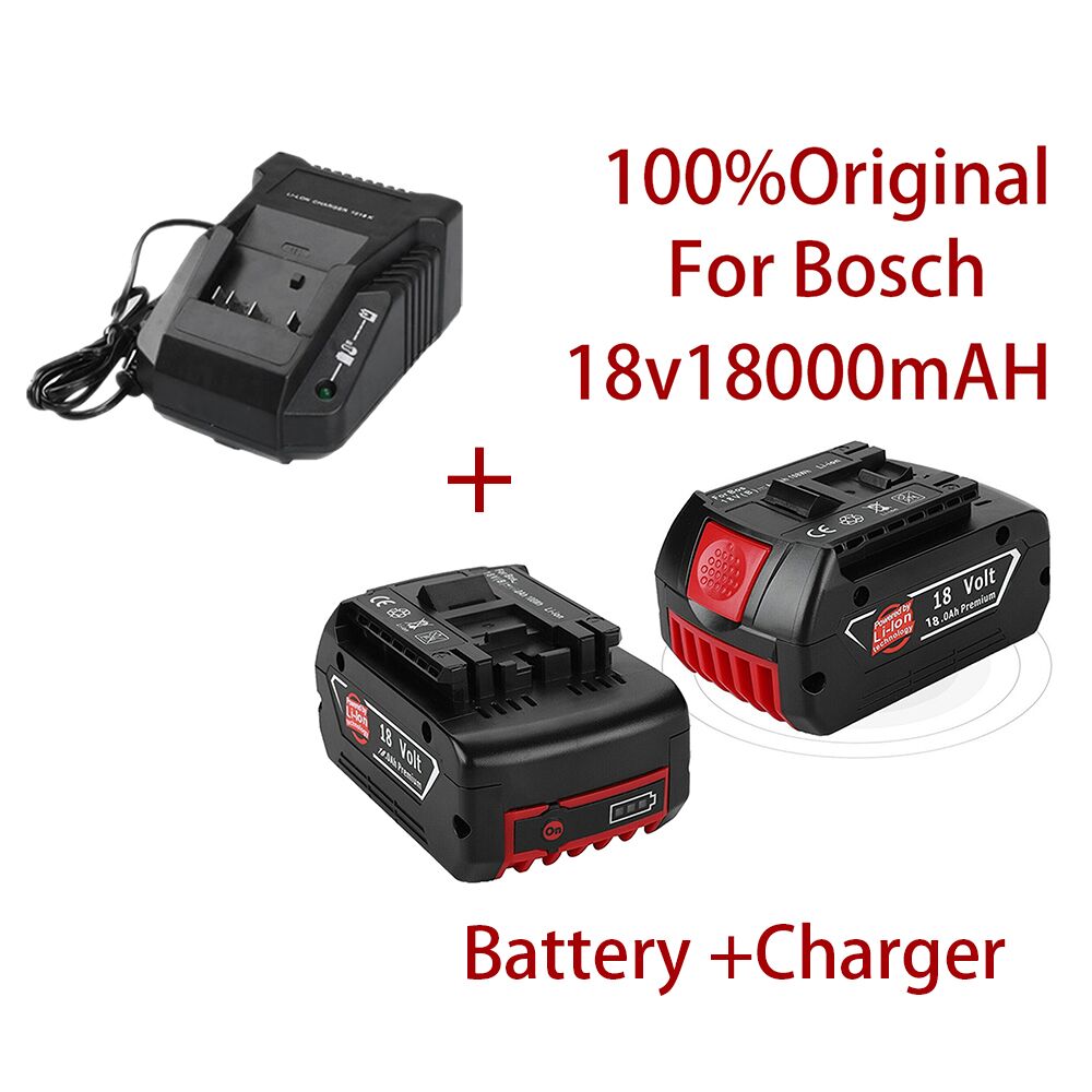 100%  originale 18 v 18000 mah oppladbare for bosch 18 v 18.0ah batteri backup bærbar erstatning bat 609 indikatorlys +3a lader