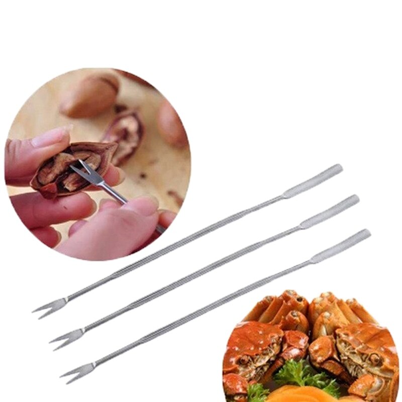 4PCS Handy Helper Nutcracker Kitchen Stainless Steel Olive Crab Lobster Fork Picks