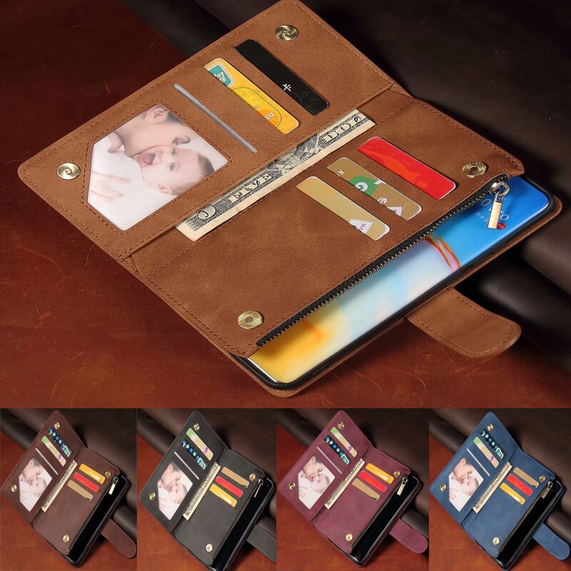 Leather Wallet For OPPO A72 4G CPH2067 Case Magnetic Zipper Wallet Mobile Retro Wallet Flip Card Stand