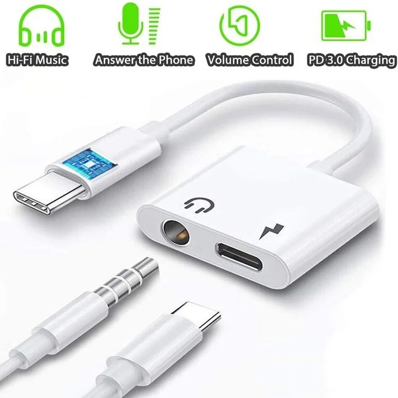 Type-C Digital Adapter DAC Decoding To 3.5mm Adapter Cable USB Shield Call Type C Adapter 2 In 1 Suitable for Huawei/Xiaomi