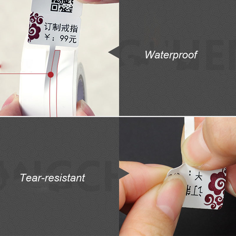 100 stk/rulle hvide prismærker med hængesnor til smykker / papirvarer / sko / tøj