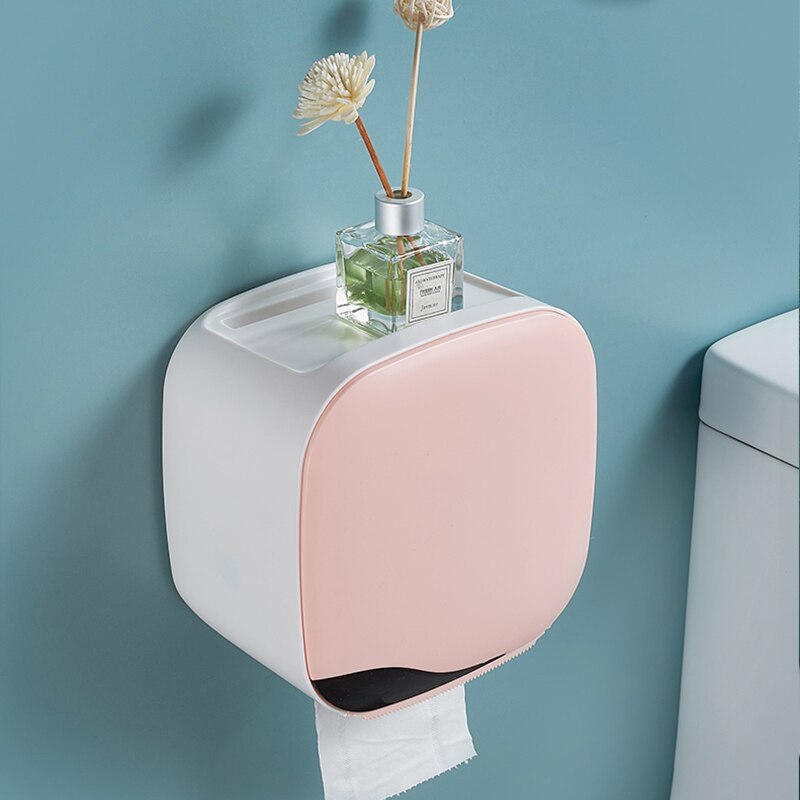 Waterproof Wall Mount Toilet Paper Holder Shelf Toilet Paper Tray Roll Paper Tube Storage Box Tray