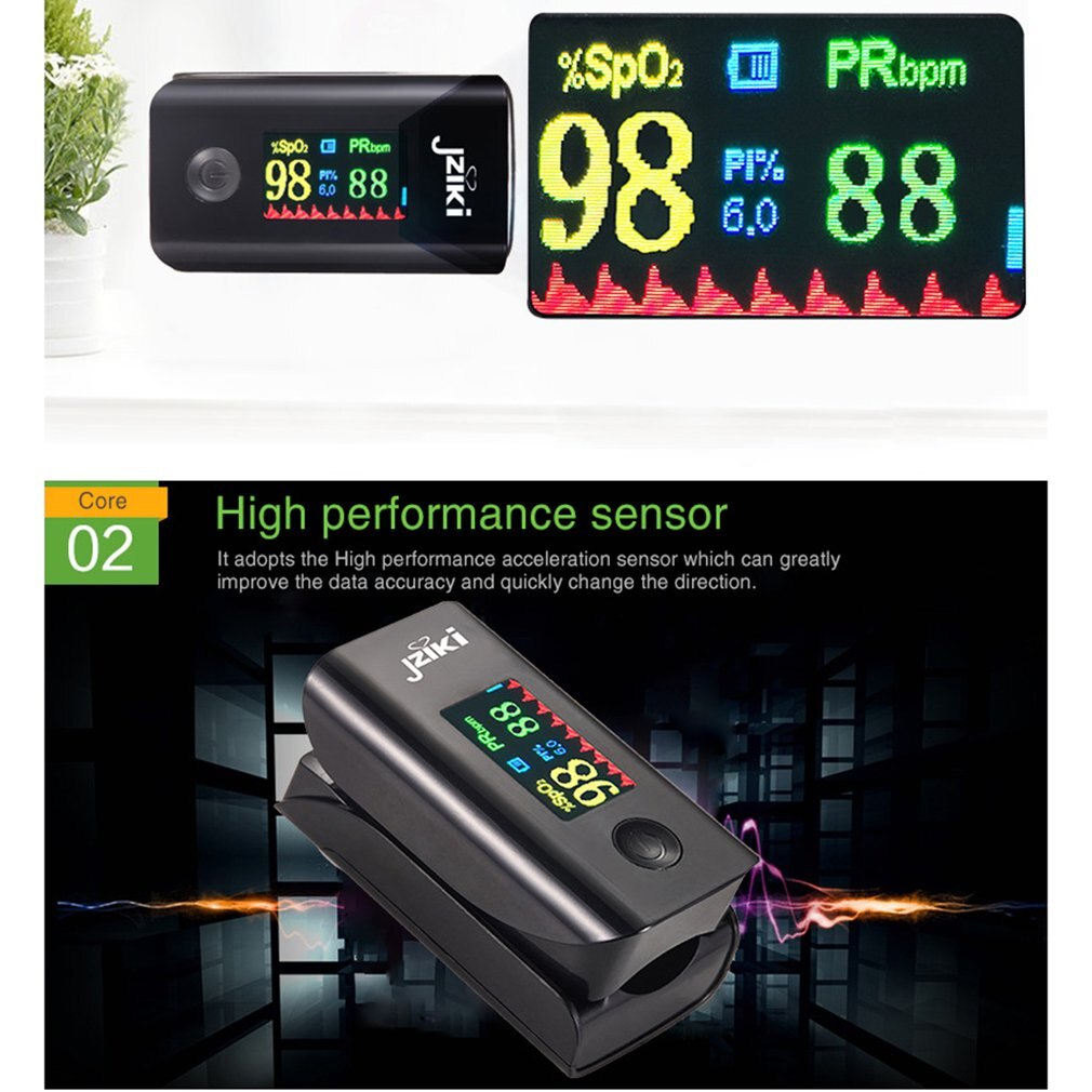 Pulse Monitoring Blood Oxygen Saturation Monitor Finger Clip Oximeter LCD Screen Digital Display Health Test Household Oximeter