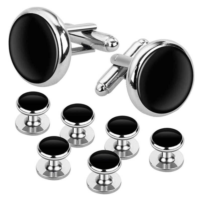 Cufflinks and Studs Set for Tuxedo Shirts Business Wedding 2 Cufflinks and 6 Studs