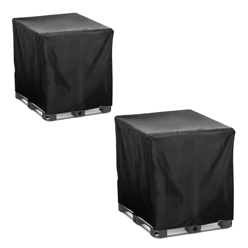 Water Storage Tank Cover 210D IBC Tote Cover for 800/1000 Liter Container Black Dustproof Water Barrel Cover Water