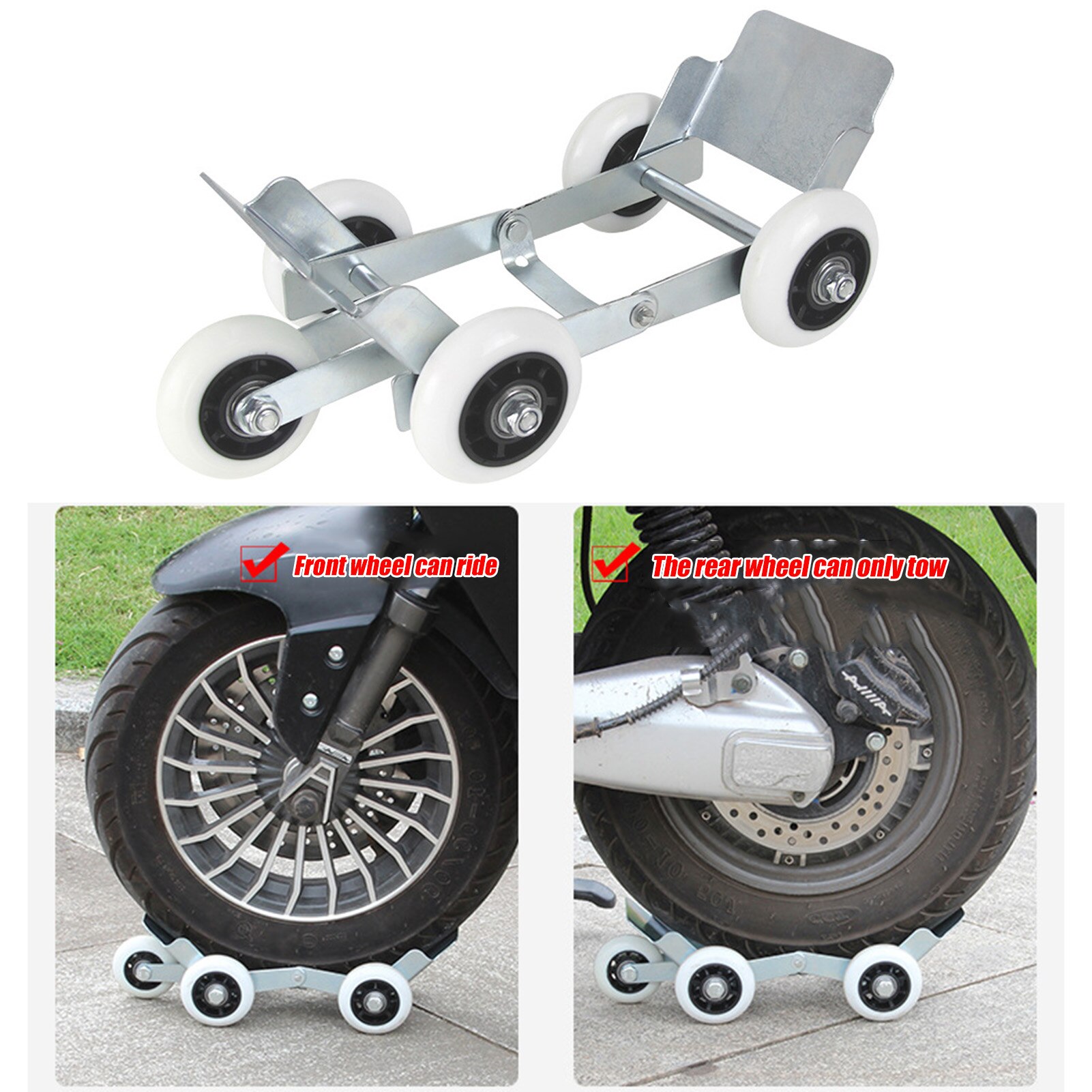 Neumático de motocicleta, patines, remolque plano de motocicleta, remolque de neumático roto portátil con 5 ruedas para Scooter