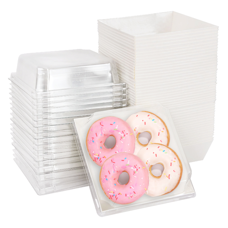 10/20/30 stücke Kuchen Krapfen Boxen Kraft Papier Nachtisch Cookie Bäckerei Lebensmittel Verpackung Kasten mit Klaren Deckel hochzeit Geburtstag Party Liefert