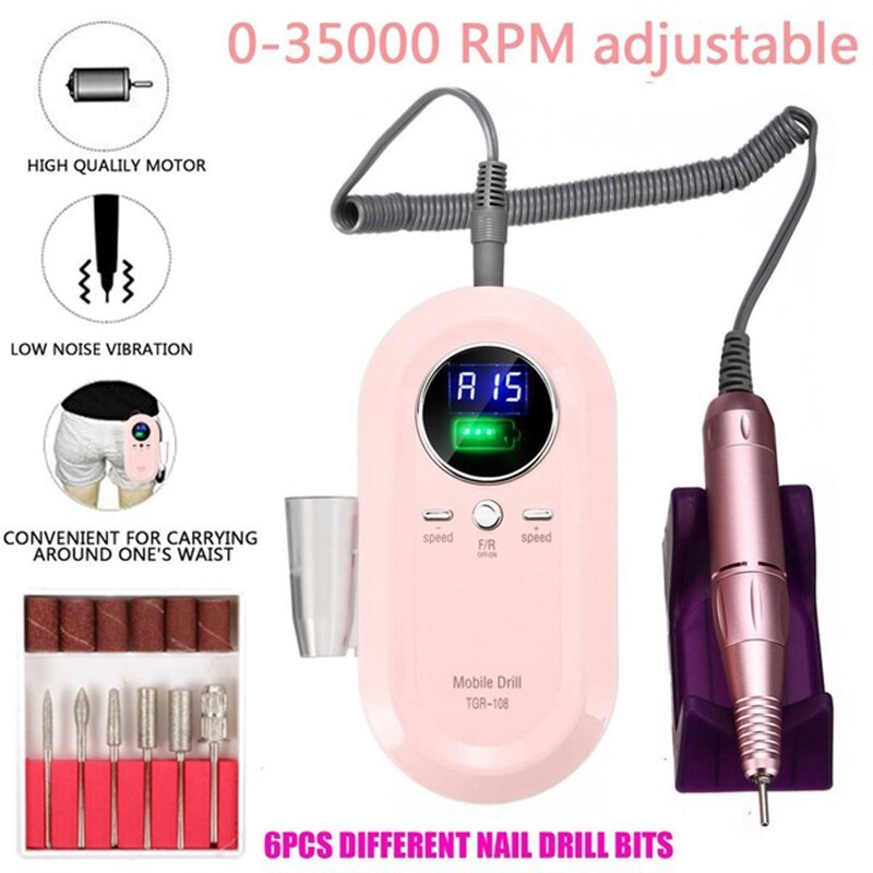 Electric Nail Drill Machine Manicure Machine Nail Master 35000RPM Nail Art File Nail Drill Bits Tools