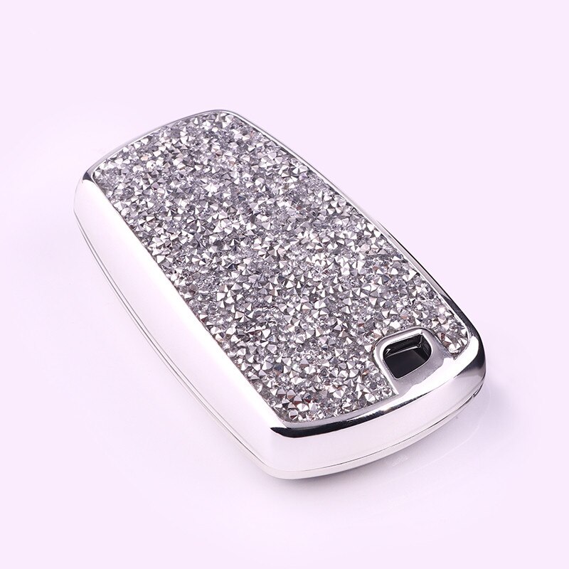 Luksuriøst stjerneklar bling krystal diamant bilnøglertaske til bmw 1/3/5/7 serie  x3 m2/3/4/5/6 interiør tilbehør nøglering: A-sølv
