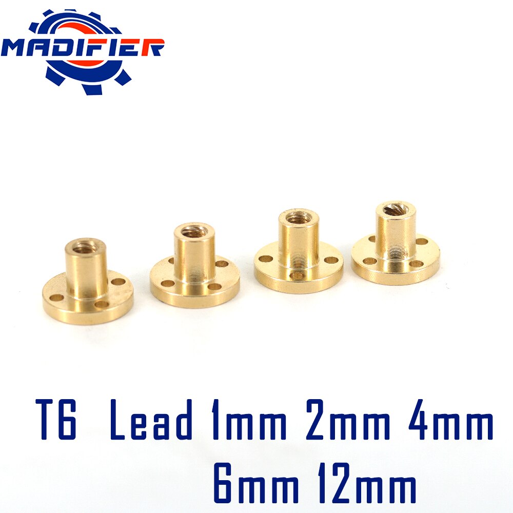 Vite trapezoidale dado T6 ottone rame piombo 1mm 2mm 4mm 6mm 12mm 1 pz