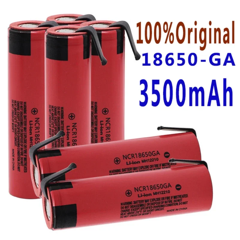 Ncr18650ga 20a descarga 3.7v 3500mah 18650 bateria recarregável para lanterna de brinquedo bateria de lítio de topo plano + níquel